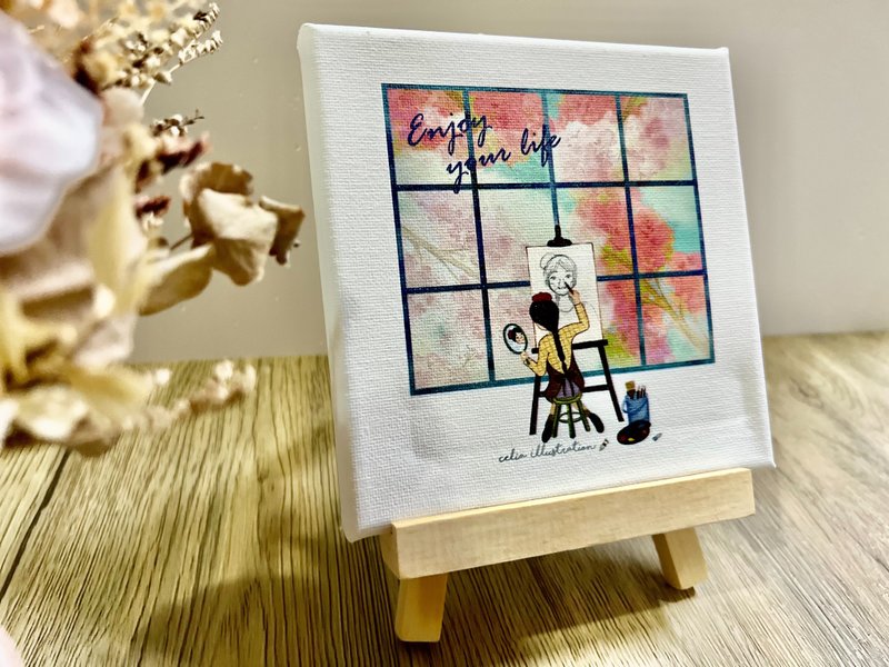 [Illustration Canvas] Comes with a small wooden easel that can be customized with exclusive patterns - Items for Display - Cotton & Hemp Multicolor