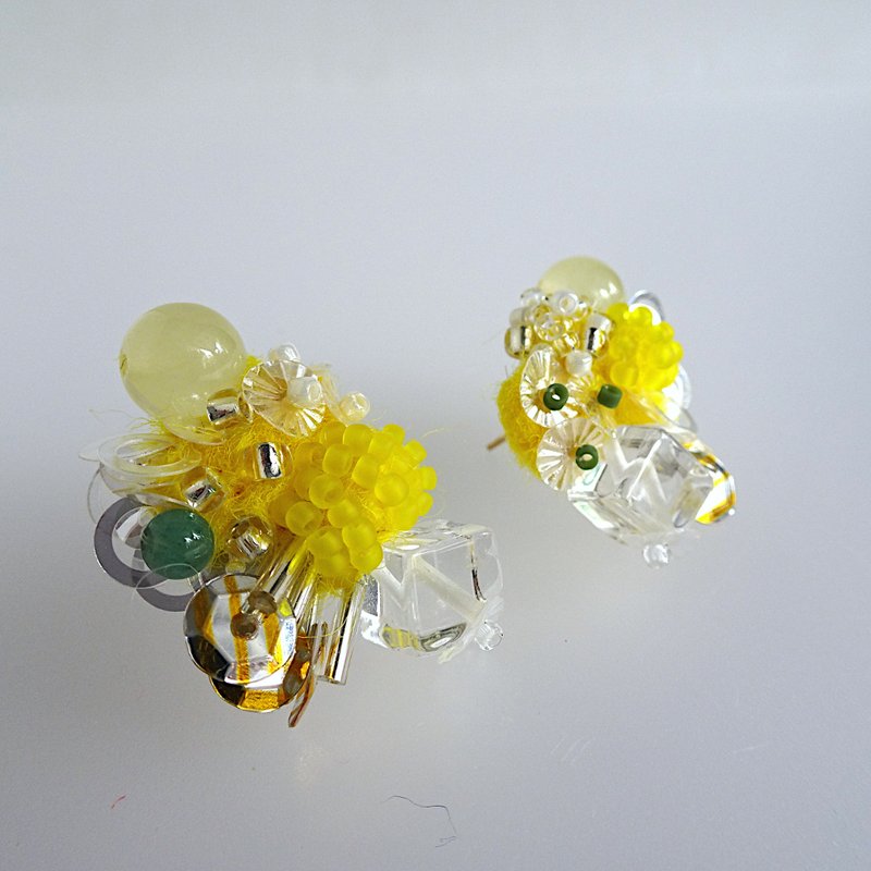 レモネード//ピアス - 耳環/耳夾/耳骨夾 - 半寶石 黃色