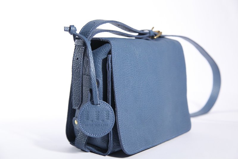 Good Student Backpack / Good Student Messenger / Cow Leather - Messenger Bags & Sling Bags - Genuine Leather Blue