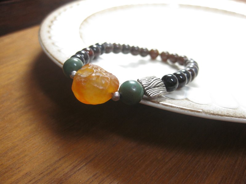 Christmas gift box | Bracelet bead string design Alxa agate + turquoise + petrified jade + 925 Silver - Bracelets - Jade Orange