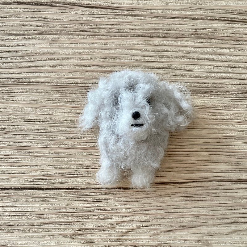 Toy poodle brooch gray