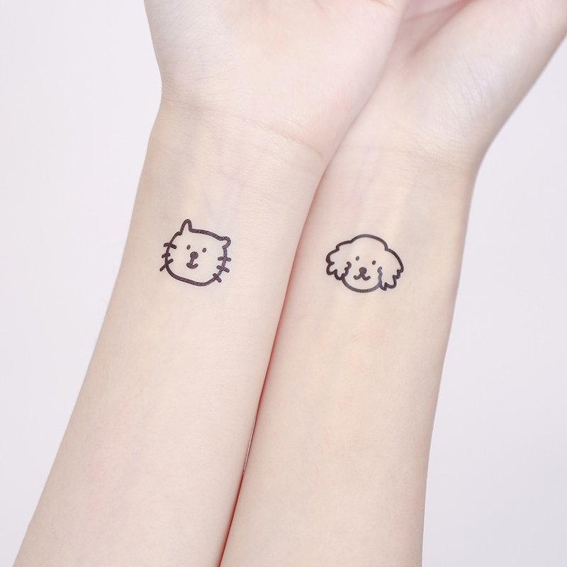 Surprise Tattoos - Cat And Dog Temporary Tattoo - สติ๊กเกอร์แทททู - กระดาษ สีดำ