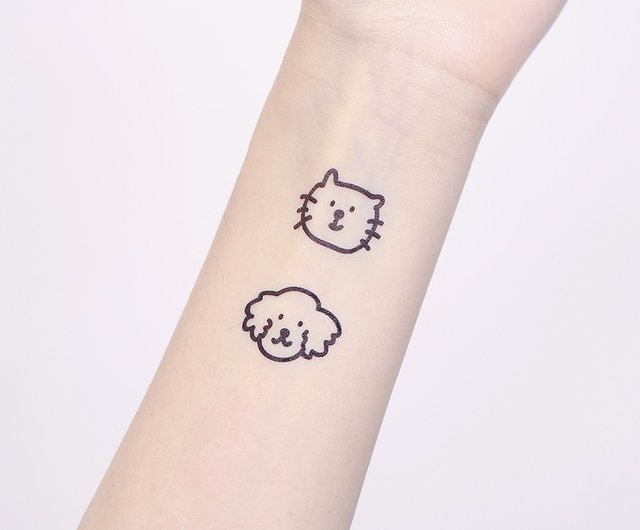 タトゥータトゥーステッカー-子猫と子犬の動物のタトゥー2個 - ショップ Surprise Tattoos タトゥーシール - Pinkoi