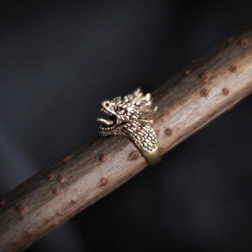 NorthernPath Dragon ring. Handmade jewelry. Pagan art. Small dragon head ring. Gothic style.