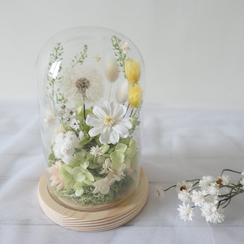 [Good Mood Dandelion Glass Cup] Home decoration/birthday gift/thank you gift/gift giving - ช่อดอกไม้แห้ง - พืช/ดอกไม้ สีเขียว