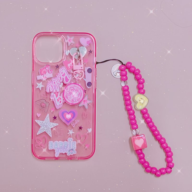 Y2K 芭比粉紅配色 手機繩 Phone Strap - 手機掛繩/背帶 - 塑膠 粉紅色