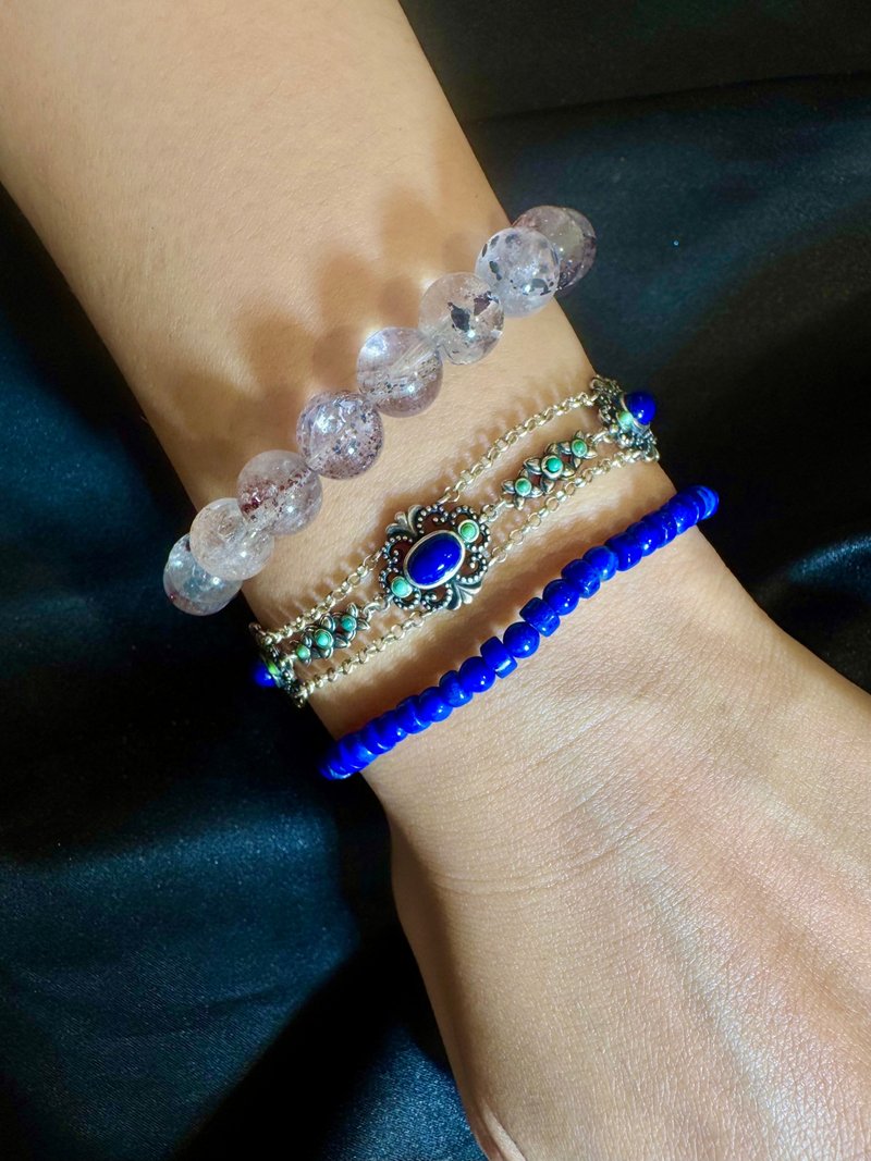 卓瑪青松 藏域公主 。 s925純銀 綠松石 青金石 水晶 手鏈 手環 - 手鍊/手環 - 半寶石 藍色