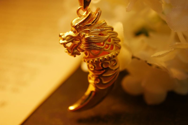 黃金墜子-生肖龍-龍牙金飾-黃金9999 - 項鍊 - 24k 金 金色