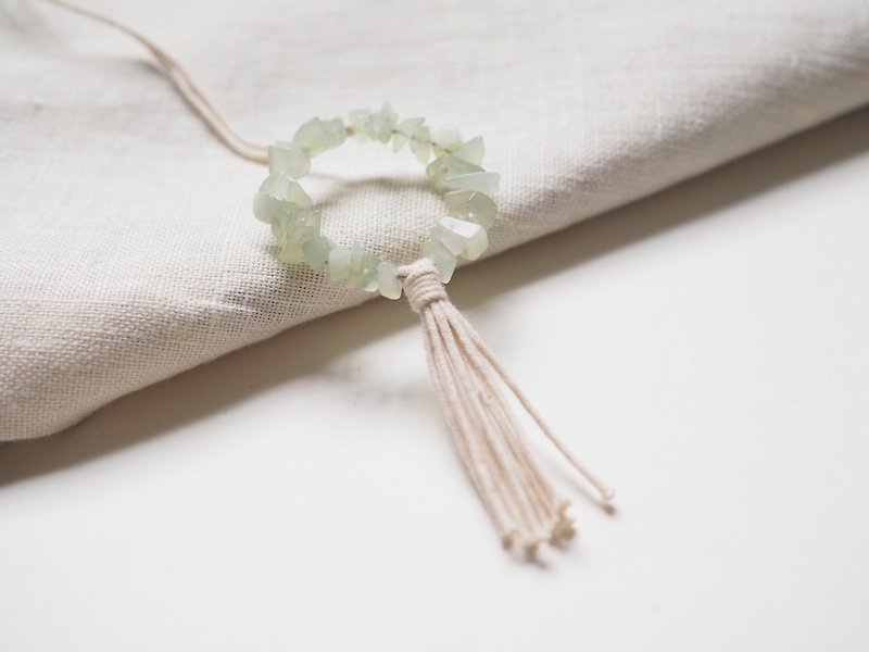 【 Earth Tones Collection - Lakes 】Pale green| Natural stone fringed necklace - Chokers - Stone Green