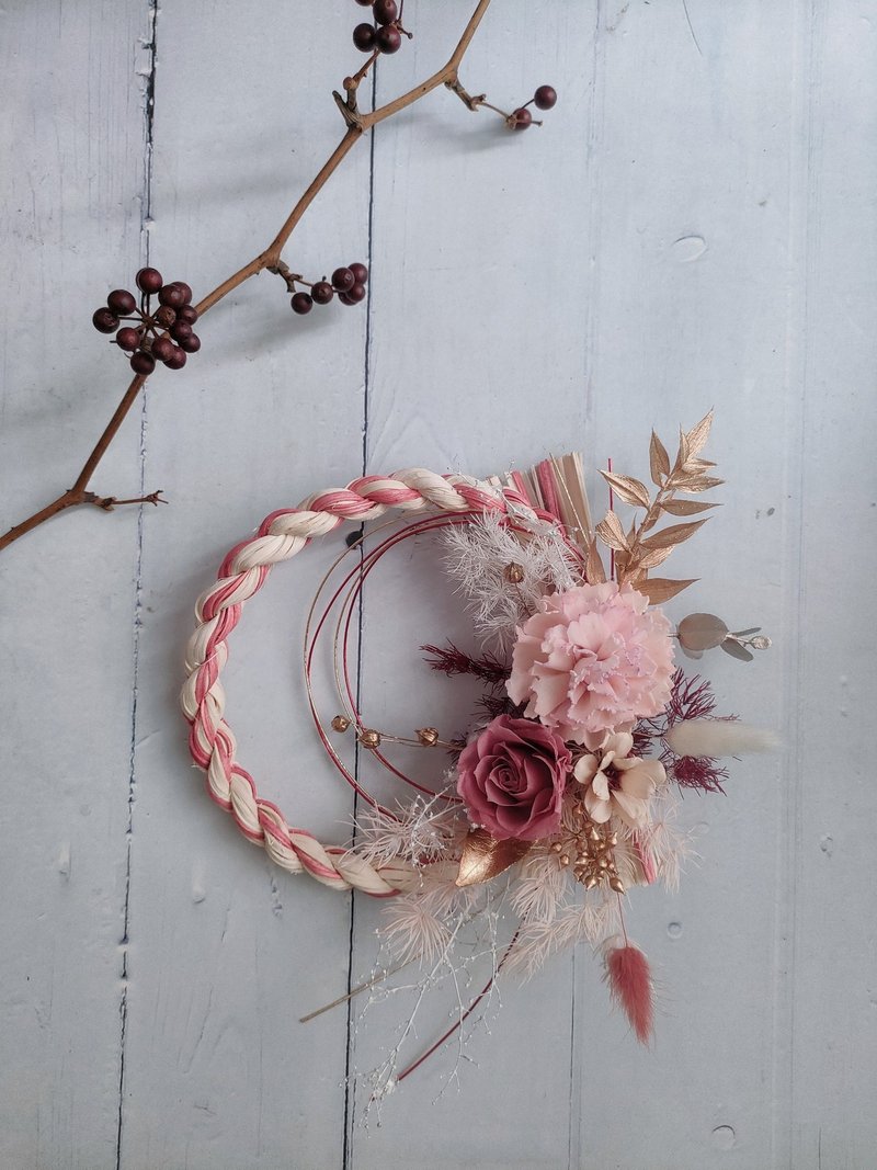 New Year Notes with Rope - Spring Sakura - Dried Flowers, Preserved Flowers, New Year Flowers, New Year Decorations - Plants - Plants & Flowers Pink