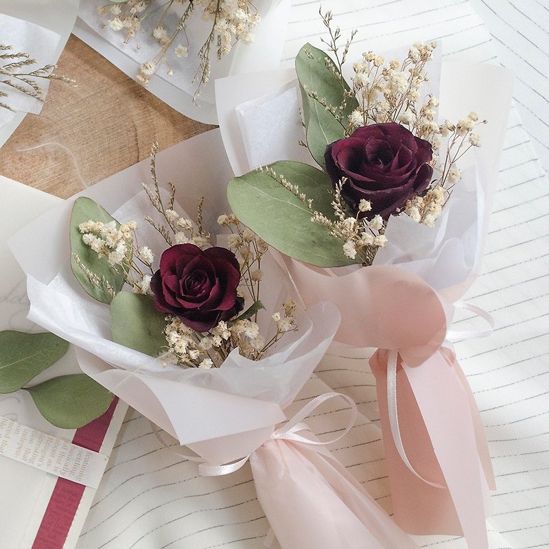 Wine red dry roses dry small bouquets wedding small things exchange gifts - Dried Flowers & Bouquets - Plants & Flowers Pink