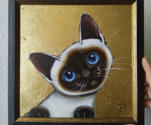 siamese cat oil painting