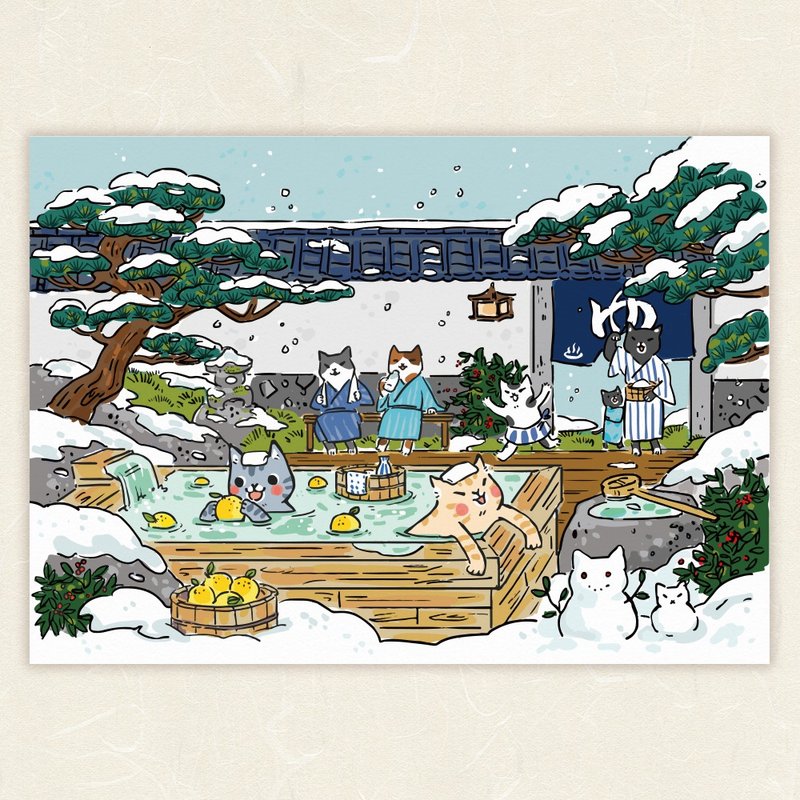 Soup house in the snow [HitoCat Jidou cat] postcard - การ์ด/โปสการ์ด - กระดาษ ขาว