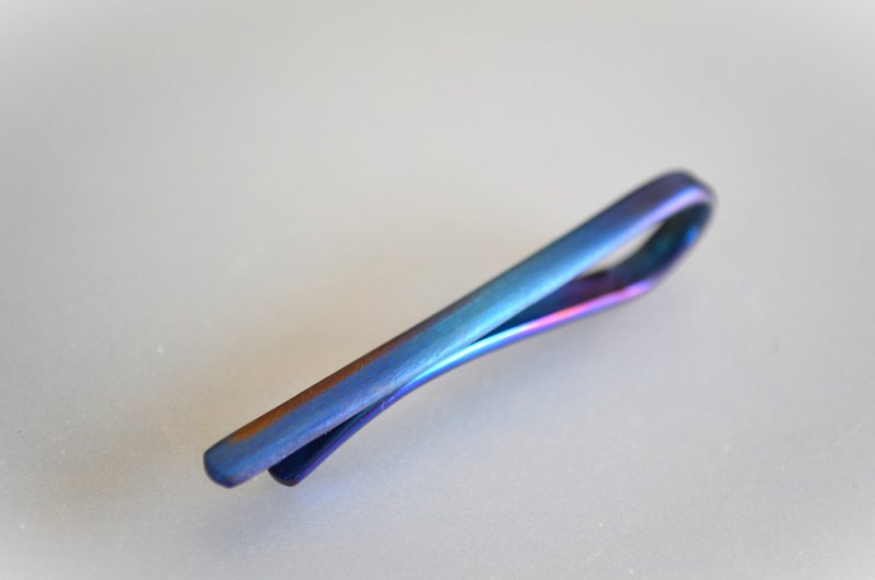 Titanium tie bar / Pure titanium tie pin = Matte blue 51mm B = - Ties & Tie Clips - Other Metals Blue