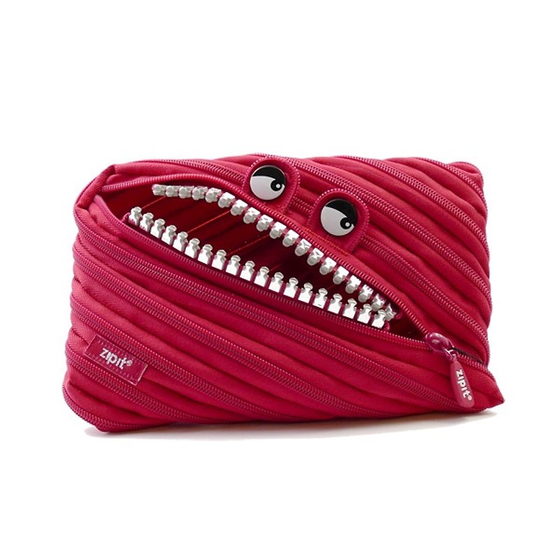Zipit monster zipper bag (steel teeth Edition - Large) - Red - กระเป๋าเครื่องสำอาง - วัสดุอื่นๆ 
