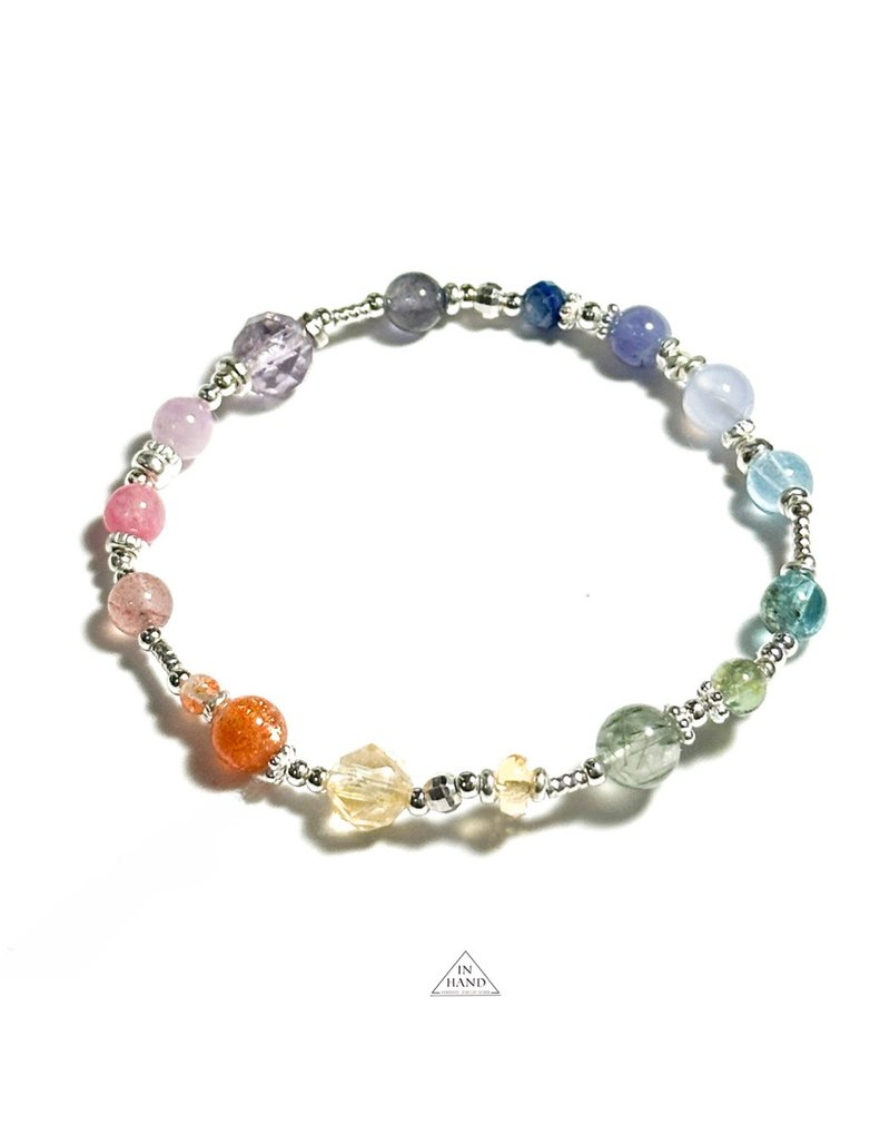 流銀彩虹-總共13種水晶種礦石-純銀設計款 - 手鍊/手環 - 水晶 多色