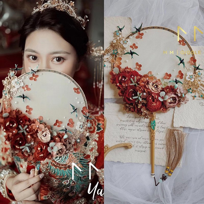 團扇客製-傳統中式婚禮新娘團扇高端訂制閨蜜禮物 - 扇子 - 植物．花 