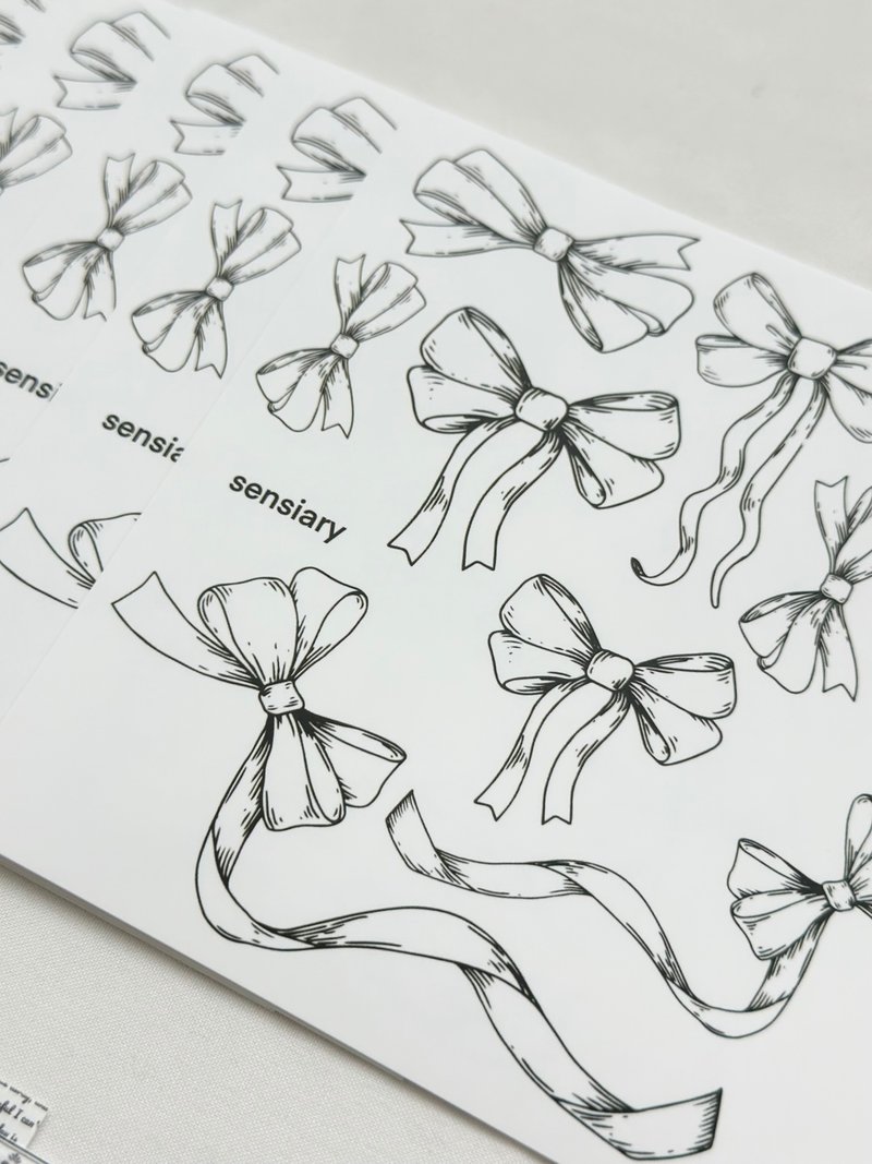 sensiary Black Drawing Ribbon Sticker 5p - 卡片/明信片 - 紙 