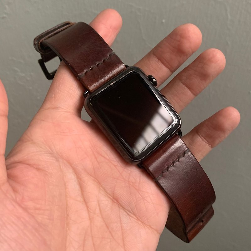 Leather watch band  handmade watch strap - Watchbands - Genuine Leather Brown