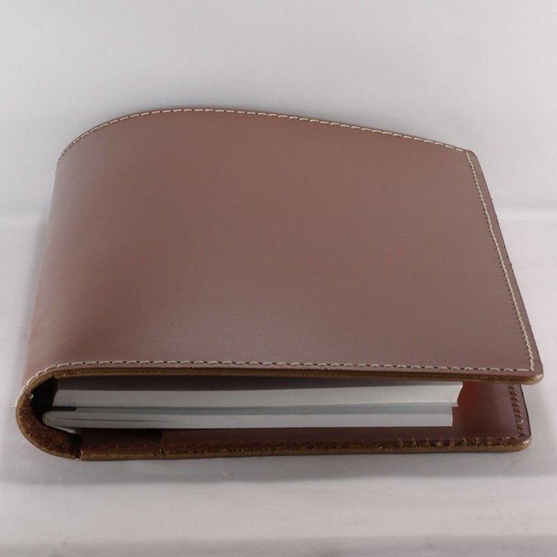 Handmade Leather A5 Notebook Book Cover Brown Leather Case-Free Customized Branding - สมุดบันทึก/สมุดปฏิทิน - หนังแท้ สีนำ้ตาล