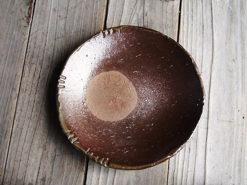 Bizen dish · rice cake (about 20.5 cm) _sr 4 - 036 - Small Plates & Saucers - Pottery Brown