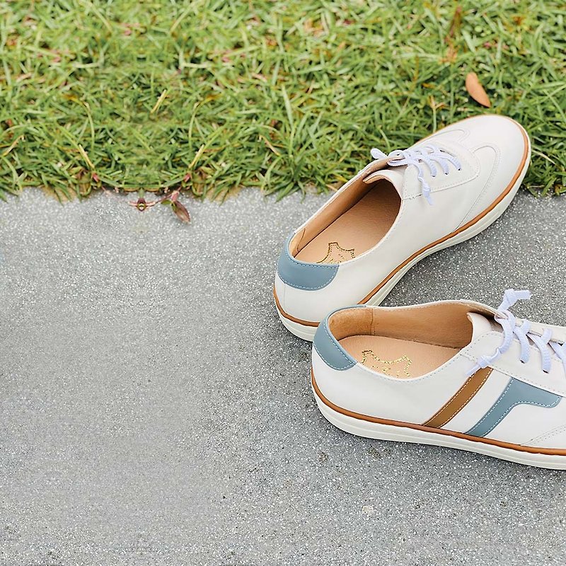 Let’s take a walk together with white shoes and cowhide color casual shoes - Women's Casual Shoes - Genuine Leather Multicolor