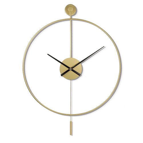 iINDOORS英倫家居 鐵製設計時鐘 金色擺鐘60cm 金色烤漆 台製機芯 鐵藝鐘 簡約 藝術