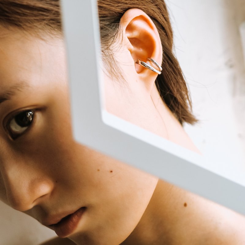 [Gift] Dubbla No.4 Sterling Silver Painless Ear Clamp Unisex Ear Clamp イヤー - Earrings & Clip-ons - Sterling Silver Multicolor