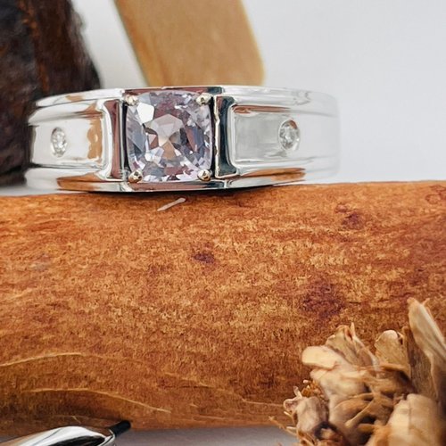 【美品】K18 ダイヤ/パープルスピネル リング パープルスピネル 0.5ct ダイヤモンド プラチナ リング(指輪