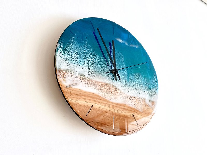 Wall Clock, Aqua Ocean, Housewarming, Unique Gift, Home decoration - Clocks - Resin Blue