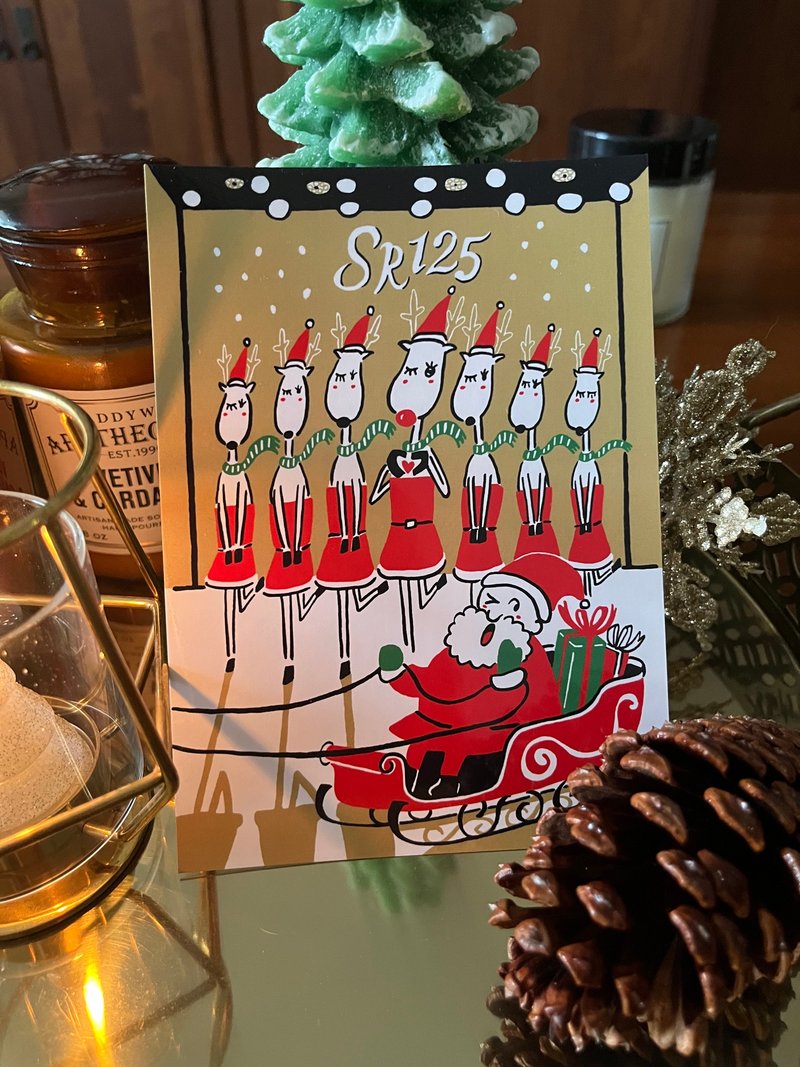 2025限量款聖誕名信片/卡片- 2號 來囉來囉上車囉 - 卡片/明信片 - 紙 金色