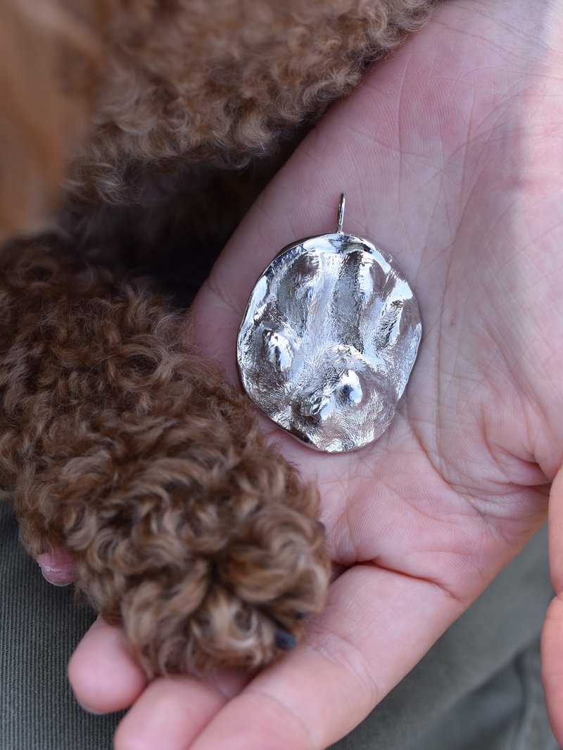 925 Silver Pet Paw Imprint Pendant - สร้อยคอ - เงินแท้ หลากหลายสี