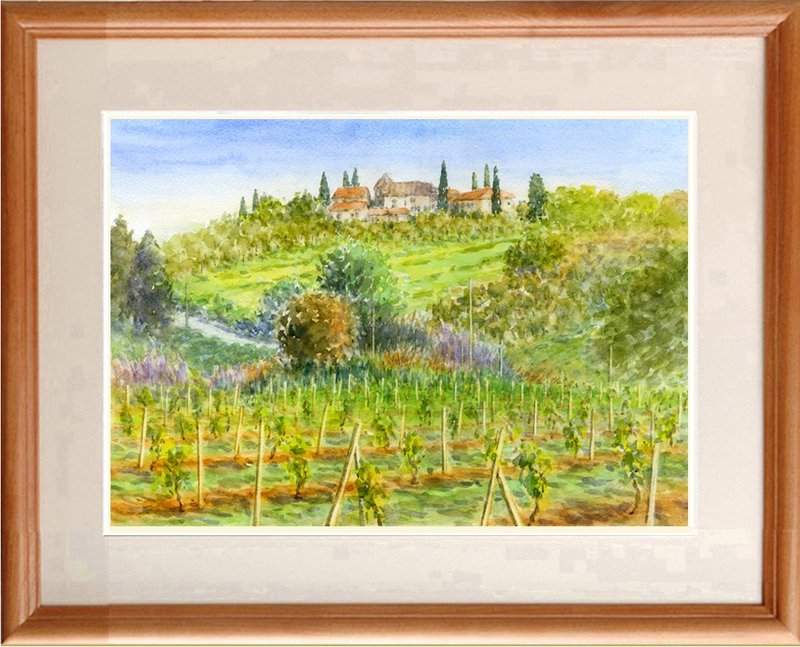 Made to order: Original watercolor painting of Tuscan countryside - Posters - Paper Green