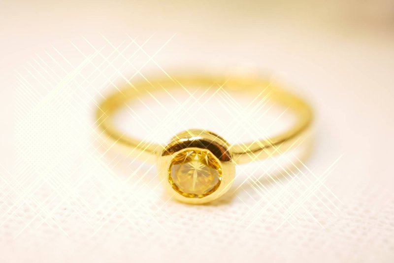 黃金戒指-黃鋯石戒-女戒 - 戒指 - 24k 金 金色
