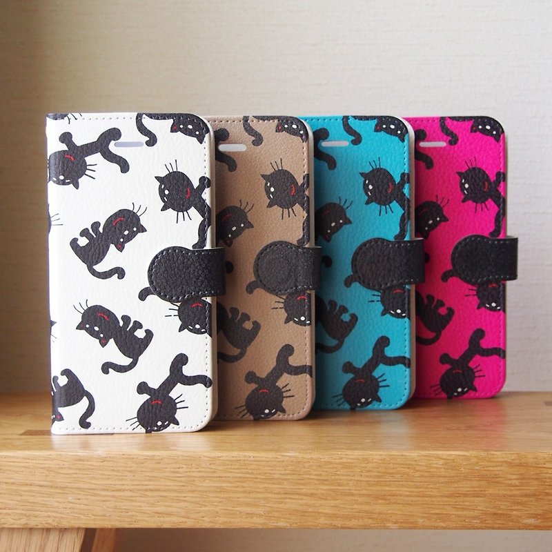 Notebook type phone case - Black Cats - - Phone Cases - Other Materials White