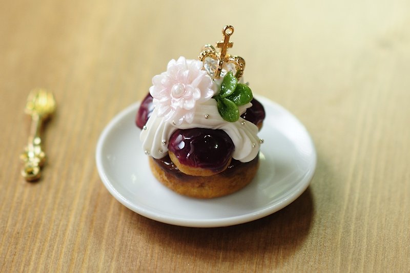 SweetDream☆DeliciousSan Dono ブラック Puff Tower-Wine Pickled Cherry / Pure Ornaments / Wedding Small Items / Sisters Gifts / Birthday Gifts / Customized / Graduation Ceremony - 置物 - 粘土 パープル