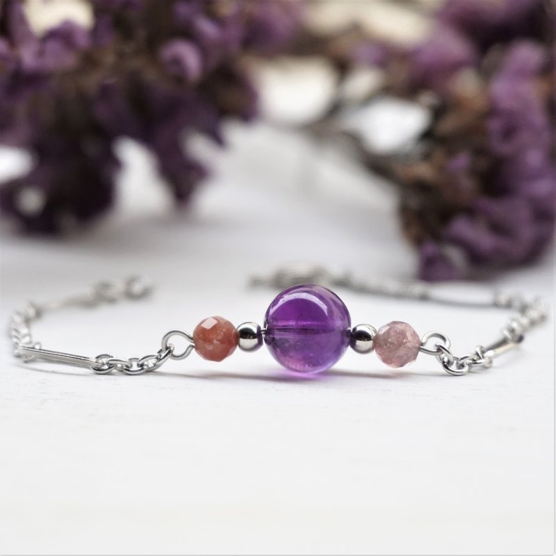 << Raw Amethyst-Natural Stone Bracelet>> Mysterious and Elegant Amethyst Uruguay Amethyst Bracelet - Bracelets - Semi-Precious Stones Purple
