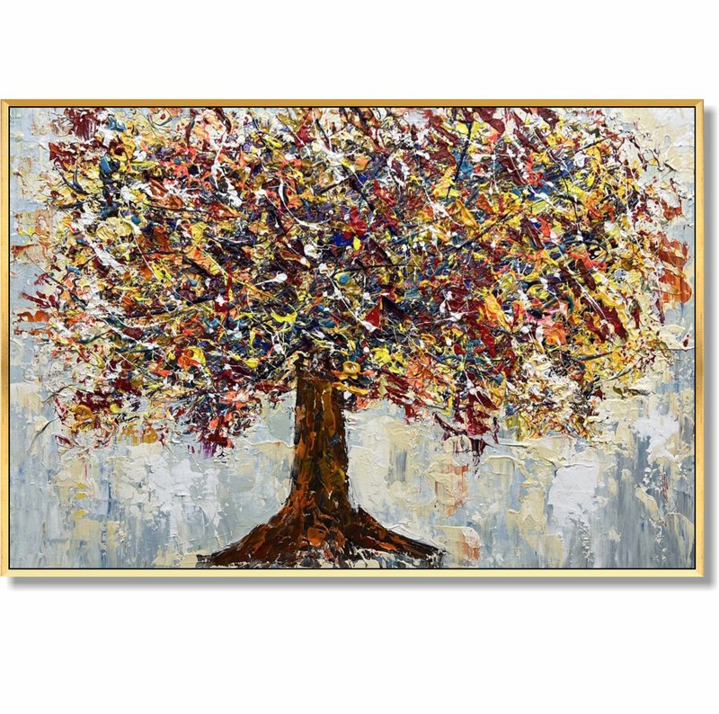 Original Colorful Tree Painting on Canvas Modern Artwork Contemporary Wall Art - 壁貼/牆壁裝飾 - 壓克力 多色