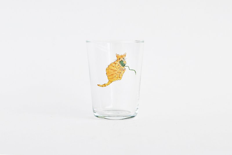 [+ tProject]猫と犬のカップ-オレンジキャットミミ - グラス・コップ - ガラス 透明