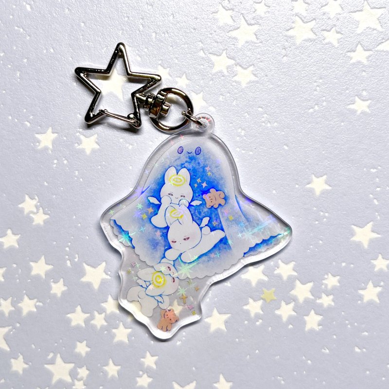 Acrylic Keychain: Angel Bunny Abducted by a Ghost - ที่ห้อยกุญแจ - อะคริลิค 