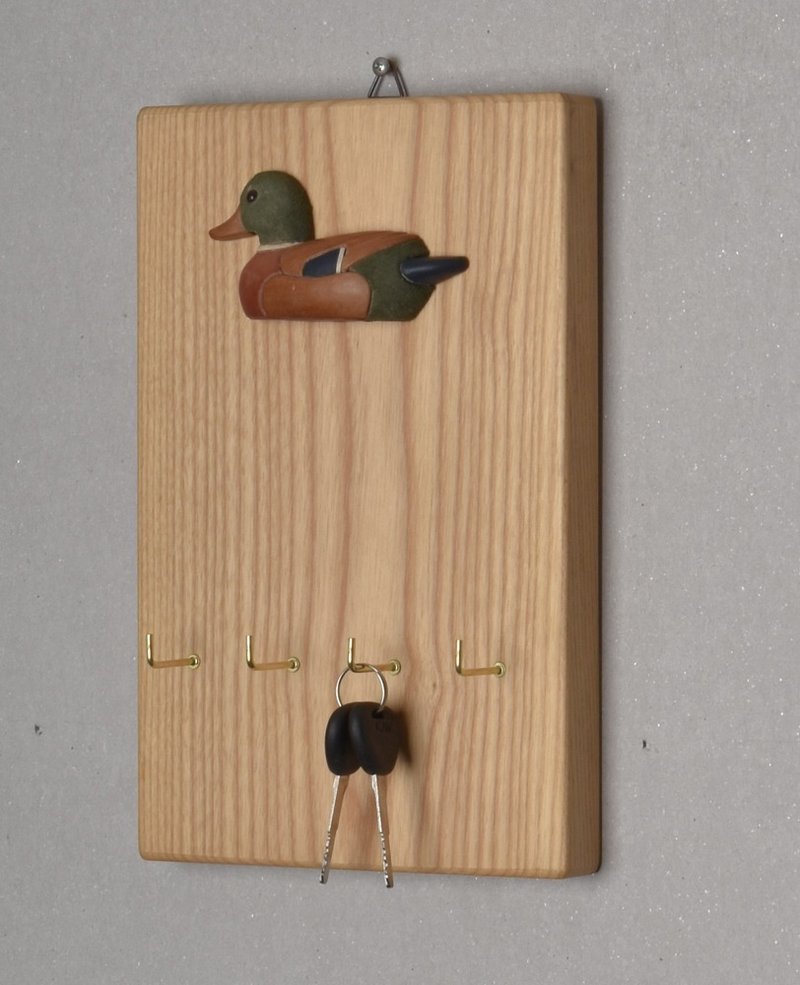 Purely handmade solid wood mallard key holder - ตะขอที่แขวน - ไม้ สีนำ้ตาล