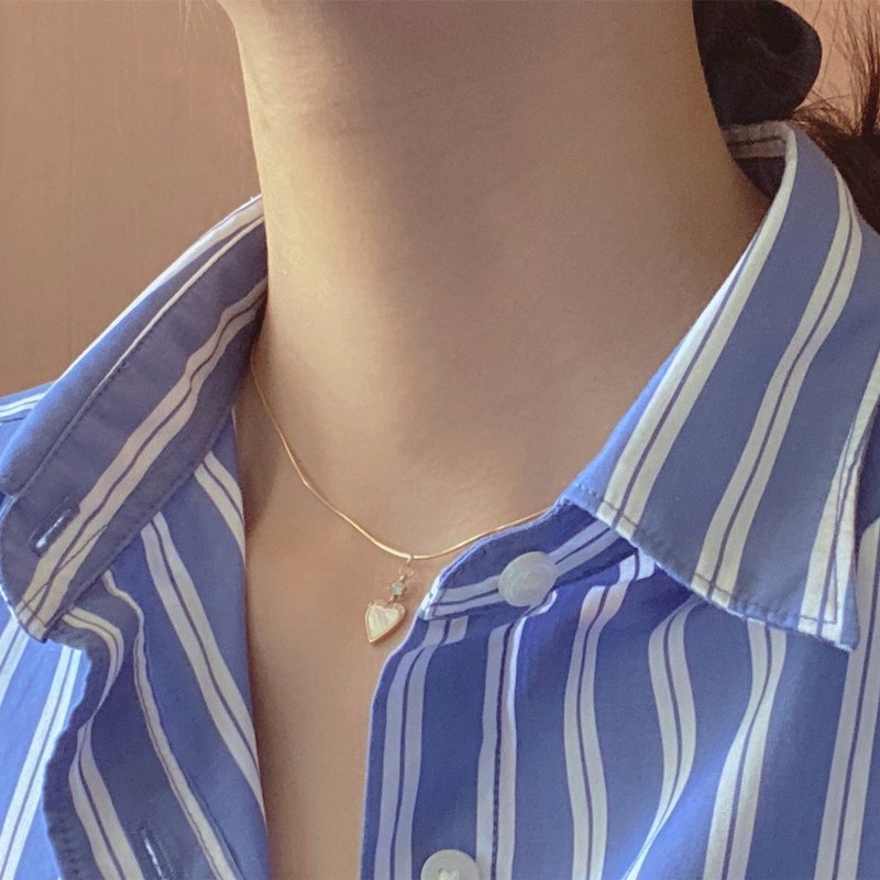 Hi Onion original autumn sweetheart 18K gold-plated love necklace clavicle chain super shiny exquisite necklace versatile - สร้อยคอทรง Collar - วัสดุอื่นๆ 