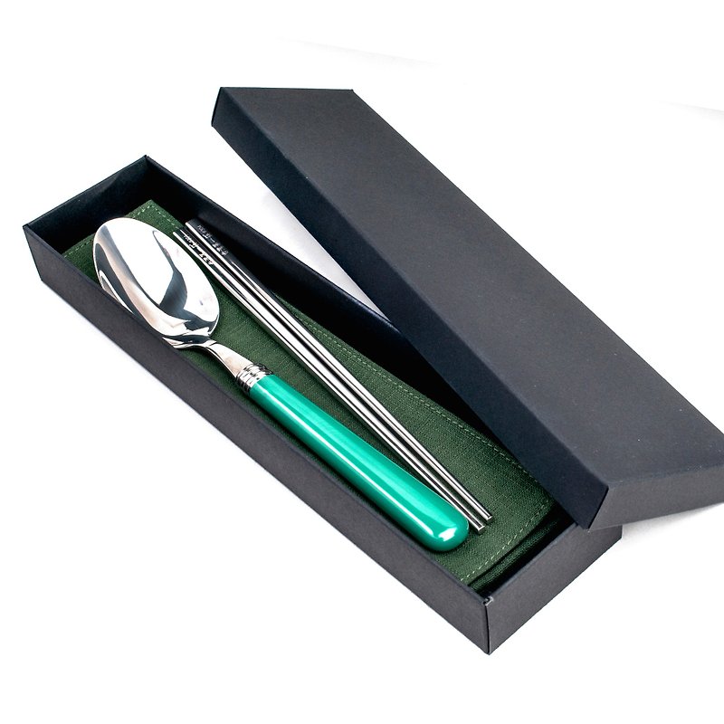 台灣第一筷。限量餐具組。精選綠紳士(含刻字)-B19 - 筷子/筷架 - 其他金屬 綠色