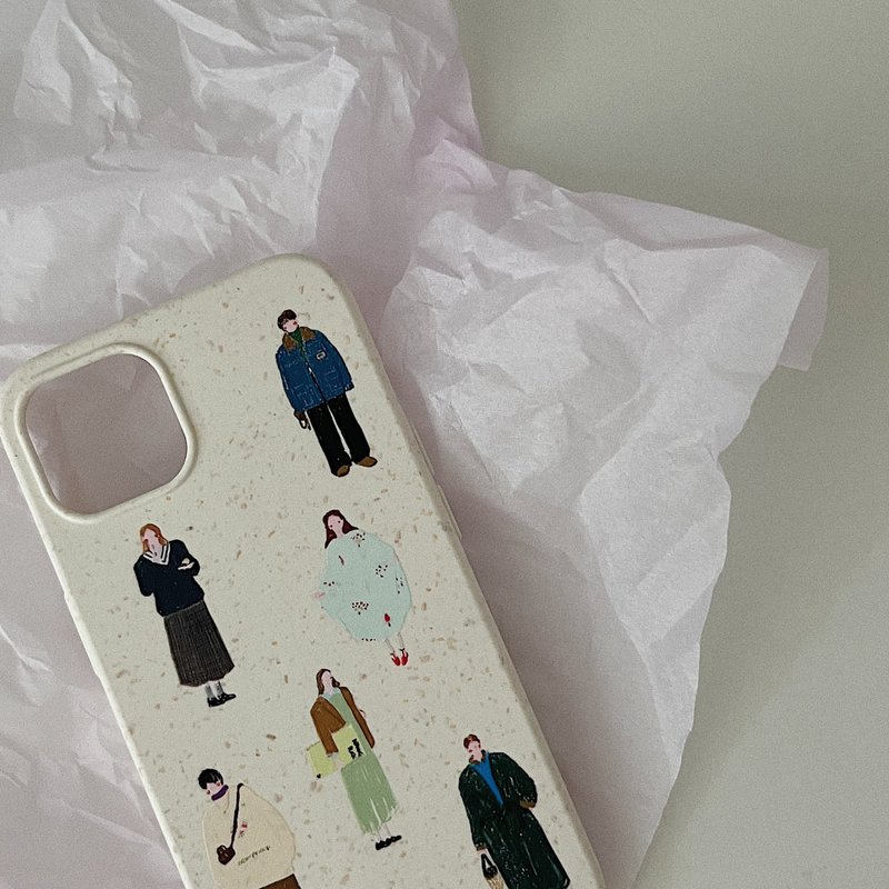 Sweet Cool Little Girl Illustration Environmentally Friendly Degradable Phone Case - เคส/ซองมือถือ - วัสดุอื่นๆ 