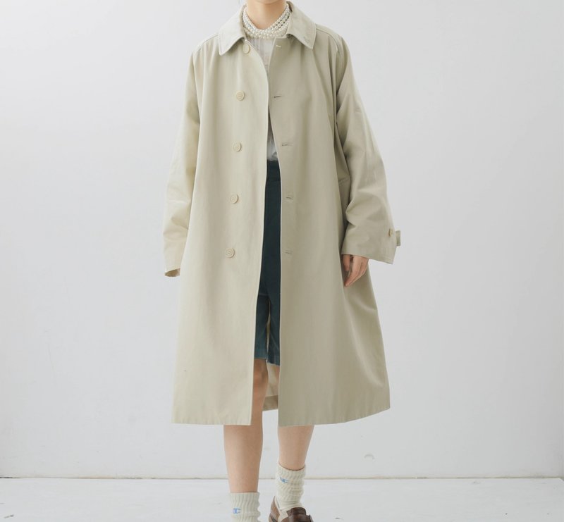 【廓形】法式復古/挺括棉質風衣外套 - 女西裝外套 - 棉．麻 白色