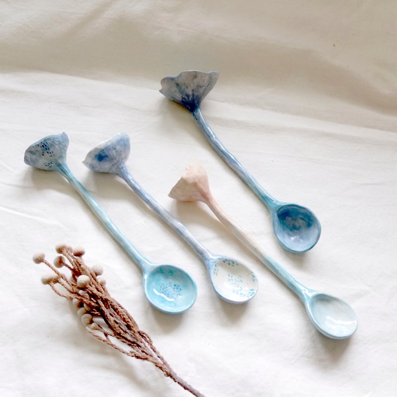 Flower singing pottery spoon spoon - ช้อนส้อม - ดินเผา 