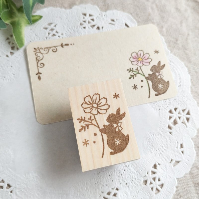 Cosmos and rabbit stamp - ตราปั๊ม/สแตมป์/หมึก - ยาง สีใส