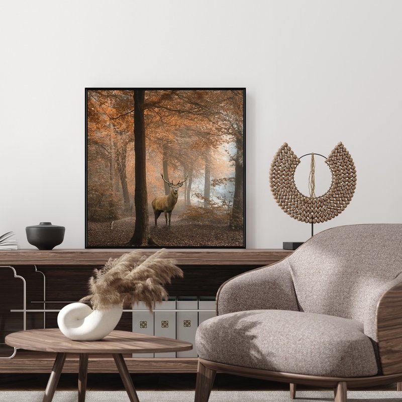 Autumn forest • Elk - Square Prints, Wall Art, Autumn Decor, Animal Prints - โปสเตอร์ - ผ้าฝ้าย/ผ้าลินิน หลากหลายสี