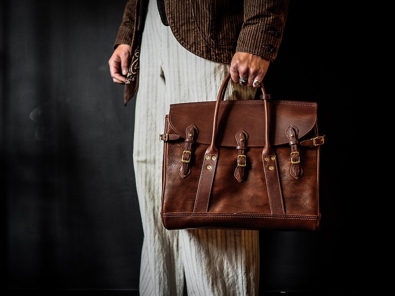 HEYOU –Well-Dressed Satchel  - Full Veg-Tanned Leather - Handbags & Totes - Genuine Leather Brown