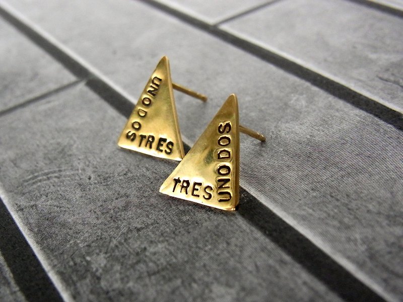 Triangle earrings / brass - Earrings & Clip-ons - Copper & Brass Gold